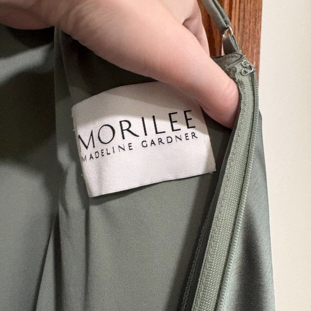 Mori Lee Madeline Gardner Moss Luxe Satin - High Neck Bridesmaid Dress - Picture 3 of 4
